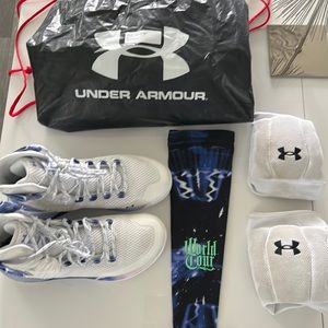 UA high top w/ knee pads & arm sleeve
